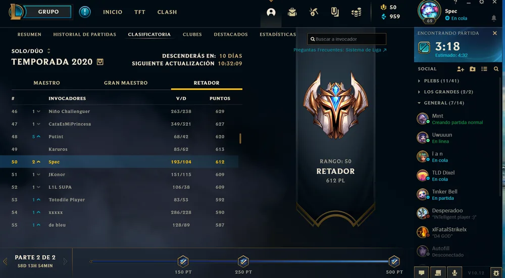 Top 50 · Temporada 2020